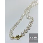 AKOYA, SÓS VÍZI IGAZGYÖNGYSOR, NYAKÉK  ARANY ZÁRRAL  8mm  R3853