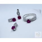 Valódi RUBIN köves ezüst szett - füli, gyűrű, medál szett        Ag16051