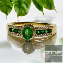   SMARAGD és BRILL -  EXKLUZÍV sárga arany gyűrű     Au 4645