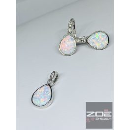  OPÁL KÖVES EZÜST SZETT, CIRKÓNIÁKKAL medál és füli     Ag14736