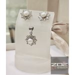 IGAZGYÖNGY EZÜST SZETT-SWAROVSKI KÖVEKKEL - FÜLI,MEDÁL Ag 1642