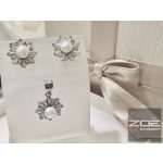 IGAZGYÖNGY EZÜST SZETT-SWAROVSKI KÖVEKKEL - FÜLI,MEDÁL Ag 1642