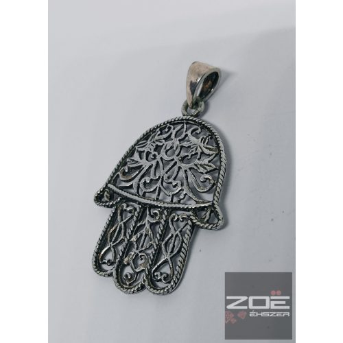 EZÜST HAMZA, HAMSA KÉZ vagy FATIMA KEZE szimbólikus medál , AMULETT    Ag9219