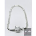 Ezüst "pandora" stílusú karlánc, köves kapoccsal - 20cm, Ag11002