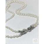 Dupla soros IGAZGYÖNGY nyakék, díszes ezüst zárral  - R 4379