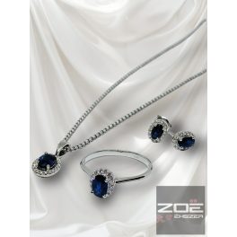   ZAFÍR és BRILL fehér arany ékszer szett - gyűrű, medál és fülbevaló   Au4643, Au4642, Au4641
