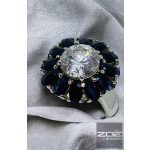 EZÜST virág GYŰRŰ, ZAFÍR ÉS cirkónia kövekkel