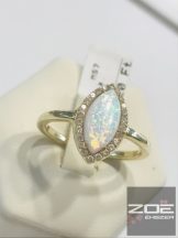 Sárga arany gyűrű, opál és cirkónia kövekkel  Au2589