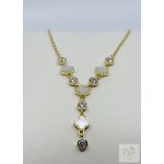 ARANYOZOTT EZÜST LÁNC, divatos "Van Cleef" inspirálta designnal, gyöngyház berakással  Ag 17004