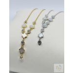 ARANYOZOTT EZÜST LÁNC, divatos "Van Cleef" inspirálta designnal, gyöngyház berakással  Ag 17004