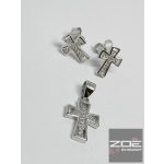 EZÜST, KÖVES KERESZT SZETT füli és medál