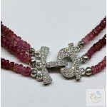 Valódi köves 3 soros nyakék, ezüst zárral - RUBIN,ZAFÍR, SMARAGD      R4231