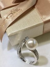   Igazgyöngy ezüst gyűrű , cirkónia kövekkel Ag 3526(122.)