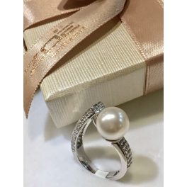   Igazgyöngy ezüst gyűrű , cirkónia kövekkel Ag 3526(122.)