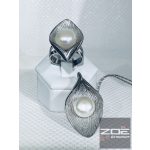 EGYEDI TERVEZÉSŰ , DESIGNER IGAZGYÖNGY MEDÁL ÉS GYŰRŰ Ag 2643,2642