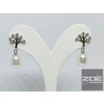 EZÜST IGAZGYÖNGY-ÉLETFA FÜLBEVALÓ   Ag13288