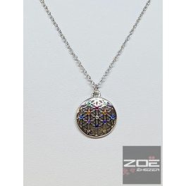   ÉLET VIRÁGA MANDALA KÖVES EZÜST MEDÁL LÁNCCAL     Ag14809