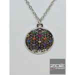 ÉLET VIRÁGA MANDALA KÖVES EZÜST MEDÁL LÁNCCAL     Ag14809