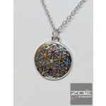 ÉLET VIRÁGA MANDALA KÖVES EZÜST MEDÁL LÁNCCAL     Ag14809