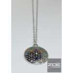 ÉLET VIRÁGA MANDALA KÖVES EZÜST MEDÁL LÁNCCAL     Ag14809