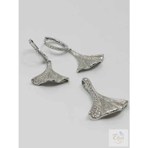 GINGKO BILOBA ezüst szett, fülbevaló lánc és medál        Ag16740